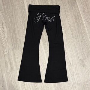 PINK Victoria's Secret All Day Cotton Bling Foldover Flare Leggings
